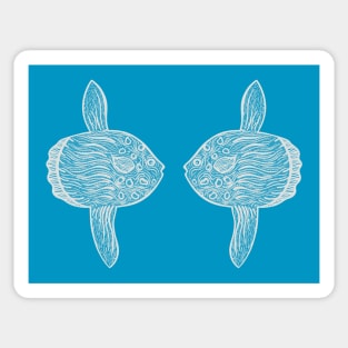 Ocean Sunfish or Mola in Love - cute fish design - dark colors Sticker